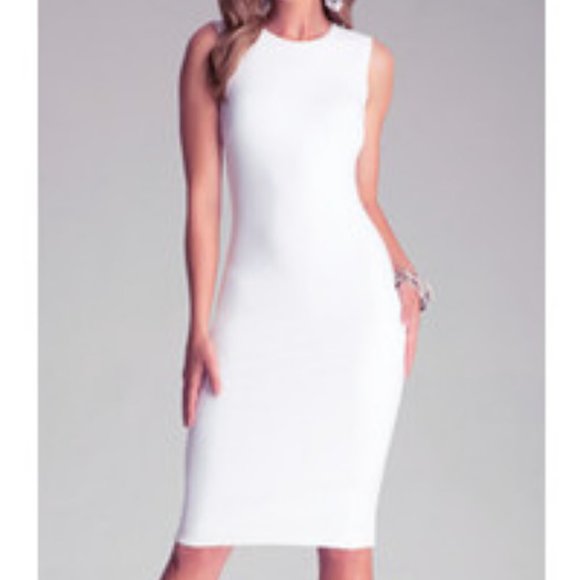white bodycon midi dress